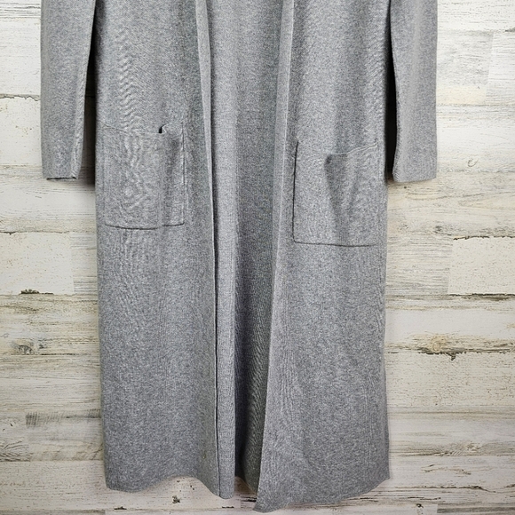 If It Were Me Cotton Cardigan Large Gray Coatigan Lingline Duster Quiet Luxury - Picture 9 of 13